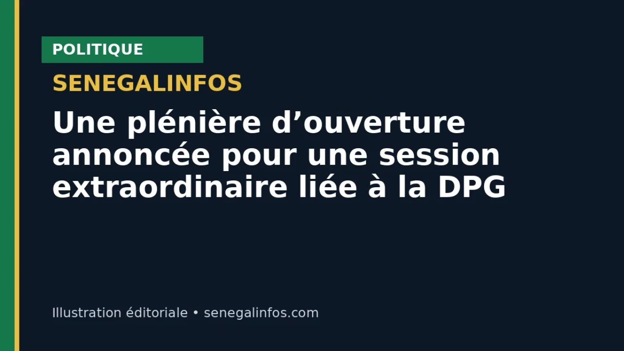 Une plénière d’ouverture annoncée pour une session extraordinaire liée à la DPG